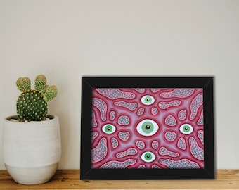 Vascular Eyes Art Print: Psychedelic Abstract Eyeball Decor (5x7)