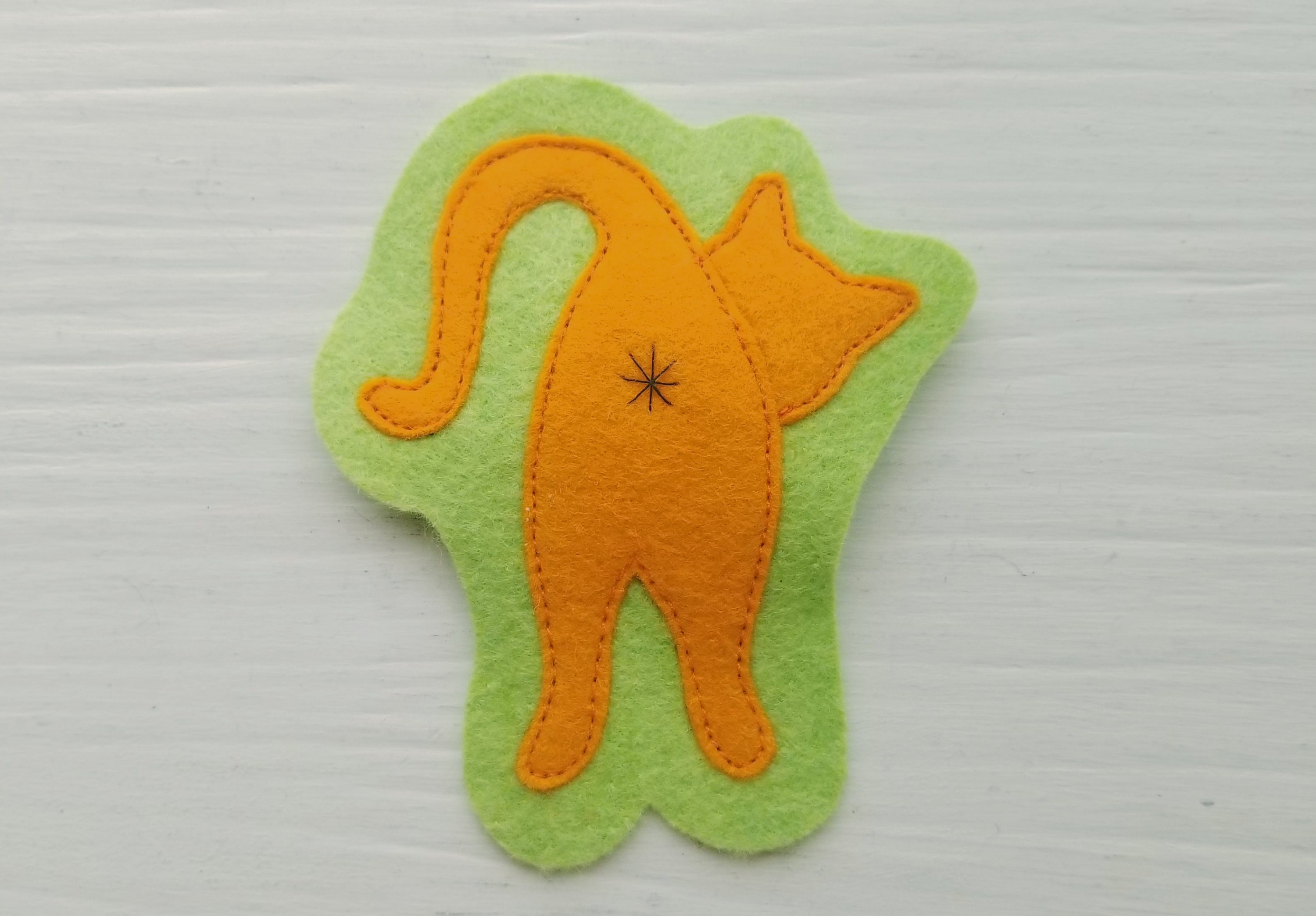 Orange auf hellgrün Katze Hintern Kühlschrank Magnet Scheibe | Etsy