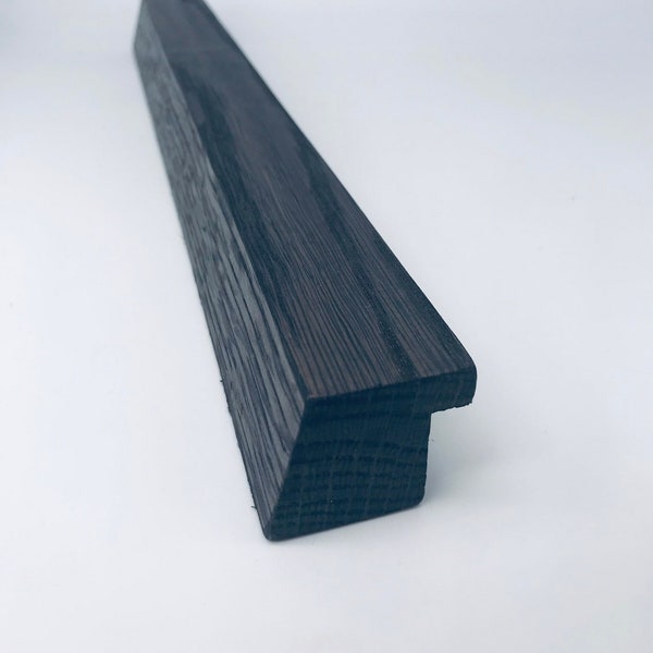 Minimalist, handmade oak wood, black stained handles, 80-90cm.