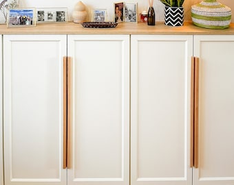 Handmade Solid Ash Wood Wardrobe Handles, Modern Minimalist Decor, 35-50cm Length