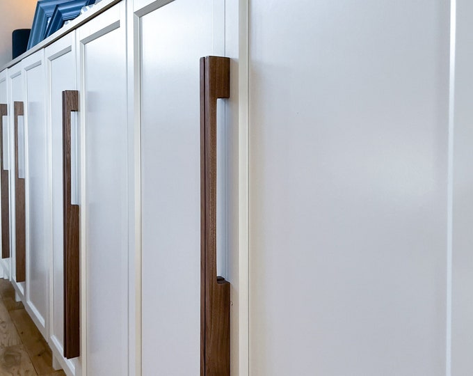 Minimalist walnut wood handles, Ikea pax upgrade, new design, 110cm.