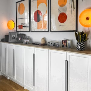 Minimalist oak wood handles, stained in grey, 75-90cm