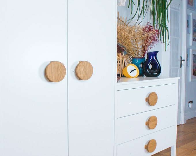 Wooden round handles, cabinet oak, mahogany, walnut, pine wood handles, handmade circle handles, round cabinet knobs