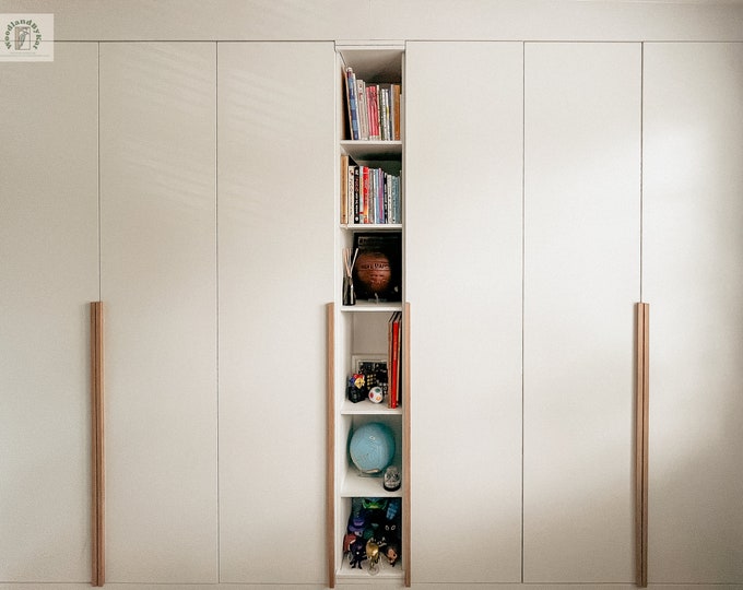 Minimalist oak wood handles 130cm, 140cm, Ikea pax upgrade.
