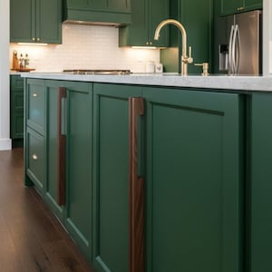 Long Walnut Wood Handles – Modern Cabinet Pulls for Kitchen & Wardrobe