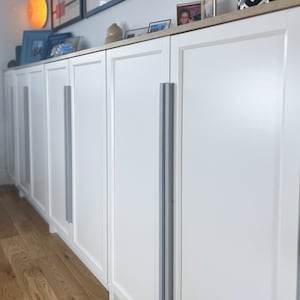 Minimalist oak handles, stained in grey, Ikea pax upgrade, new design, 130-140cm.