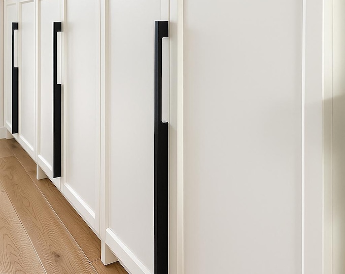 Minimalist black wood handles, Ikea pax upgrade, new design, 70cm