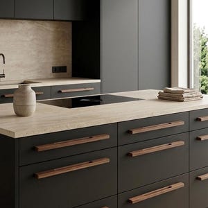 Cove Solid Walnut Wood Recessed Finger Pull for Wardrobes, Kitchens, Cabinets & Drawers