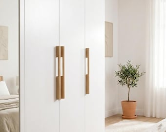 Tiradores de roble para armarios, tiradores IKEA PAX, herrajes de madera maciza para armarios, a medida de 100 a 180 cm.