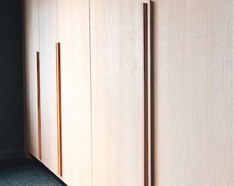 Maniglie minimaliste in legno di quercia, aggiornamento Ikea pax, 95-110 cm.