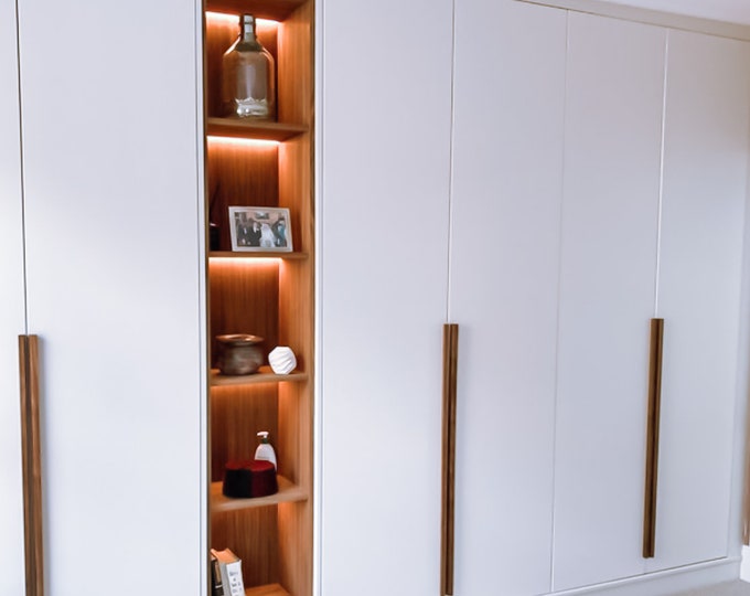 Handmade Walnut Wood Handles - Unique 150-190 cm Wardrobe Pulls