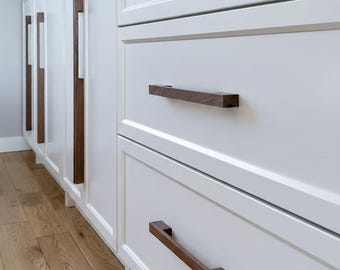 Minimalist walnut wood handles, Ikea pax upgrade, new design, 70cm.