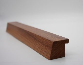 Handmade walnut wood handles, minimalist pulls, 35-50cm.