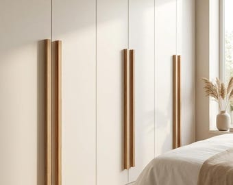 Minimalist oak wood handles 130cm, 140cm, Ikea pax upgrade.