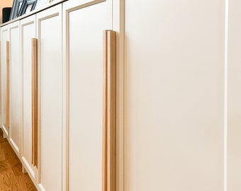 Minimalist oak wood handles, ikea billy upgrade, 35-50cm