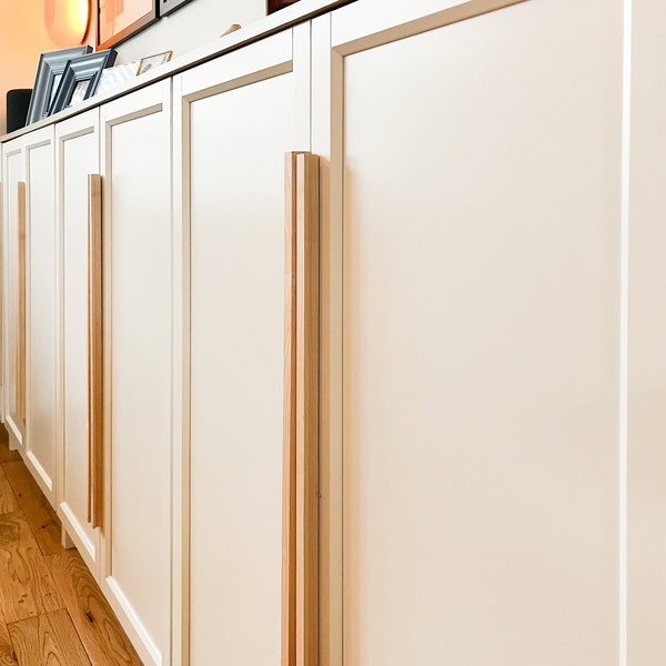 Tiradores minimalistas de madera de roble, actualización Ikea Billy, 35-50 cm