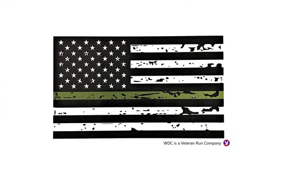 Set of 3, Thin Green Line Decals, Official Support The Troops Brand