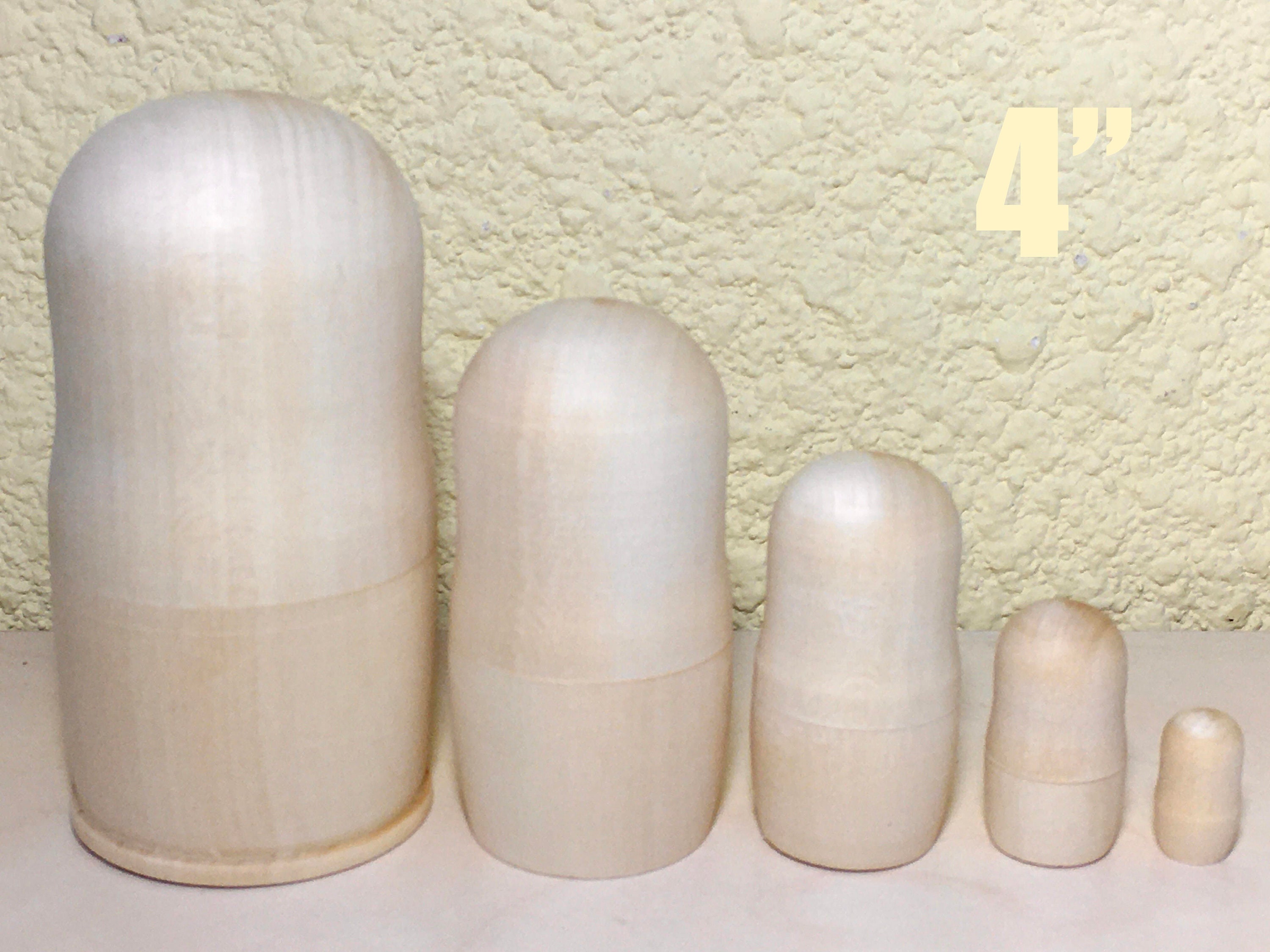 Blank Nesting Doll 4 5 Pcs Ready to Ship Unpainted Etsy