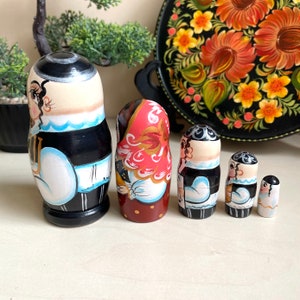 Jewish Family 5pcs Nesting Doll, Hanukkah Menorah Room Decor, Shabbat Gift Set image 3