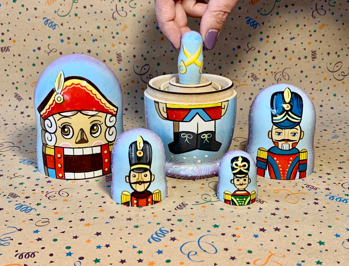 Nutcracker Nesting Doll for Kids 5pcs Matryoshka Etsy