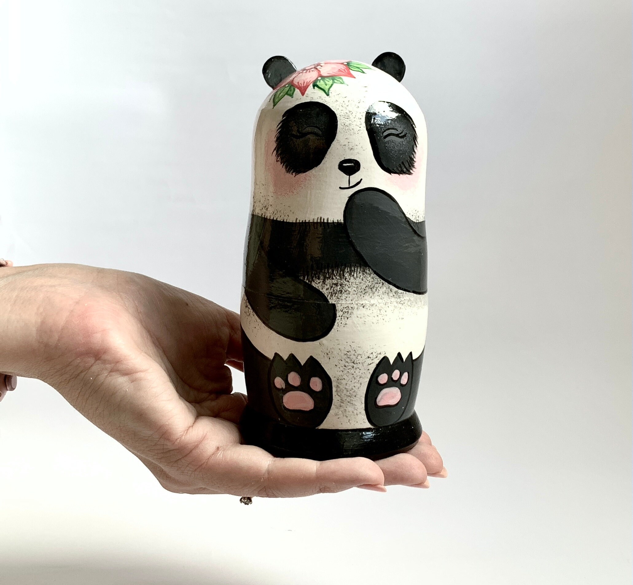 Panda Bears Matryoshka Nesting Doll 5 pcs 6 ''/ 15 cm Etsy