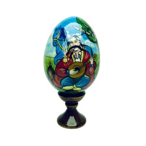 Hand Painted Wooden Egg Cossack Mamai, Ukrainian Art Simbol of Freedom Ukraine, Ethnic Folk Ukrainian Warrior, Ukrainian Souvenir Home Decor