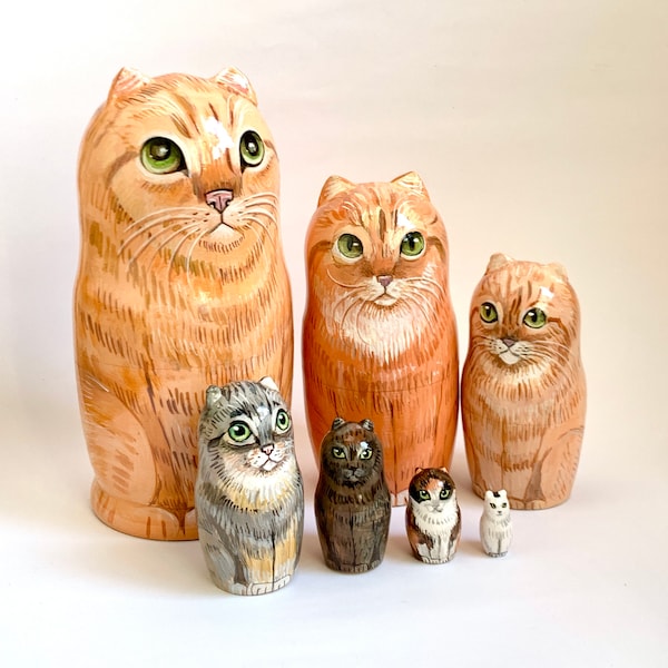 Custom Pet Portrait, Matryoshka Nesting Doll, Hand Painted Wooden Toy with Dog Portrait, Personalised Doll with Cats, Doggs, Parrots, Pets