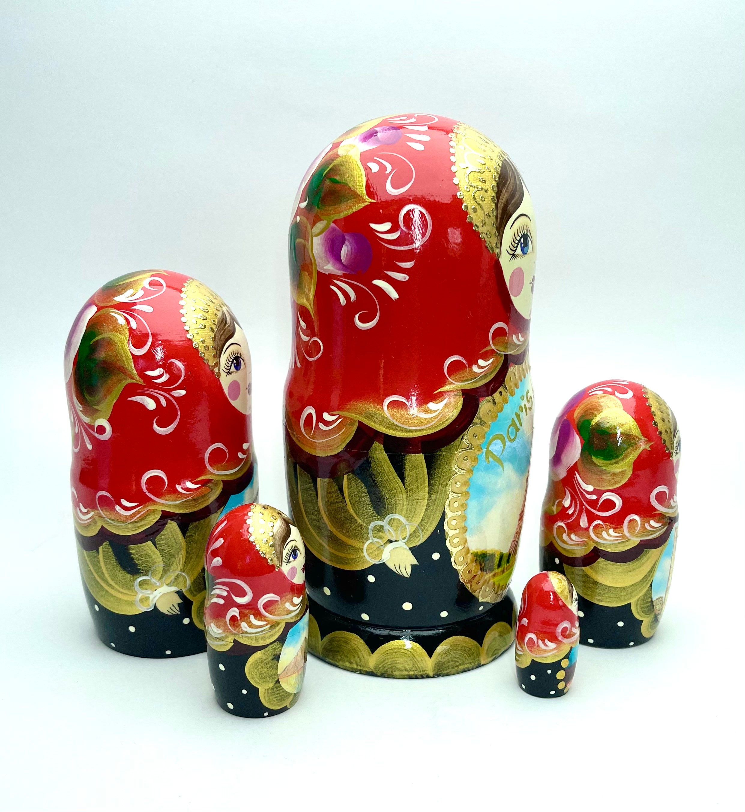 Lot de 5 poupées gigognes ukrainiennes – Poupées gigognes miniatures en costume traditionnel ukrainien – Dols gigognes – Poupées empilables micro matriochka