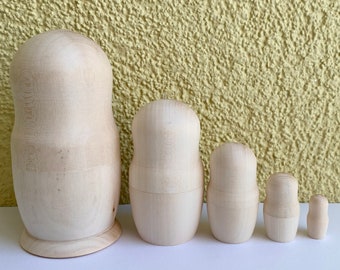 Blank Nesting Doll 5" 5 pcs, Unpainted Blank Matryoshka, Set of 5 unpainted Blank doll, Woodworking in Ukraine, Eco wooden set