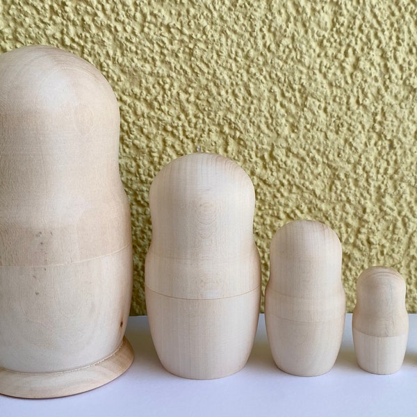 Blank Nesting Doll 5" 5 pcs, Unpainted Blank Matryoshka, Set of 5 unpainted Blank doll, Woodworking in Ukraine, Eco wooden set