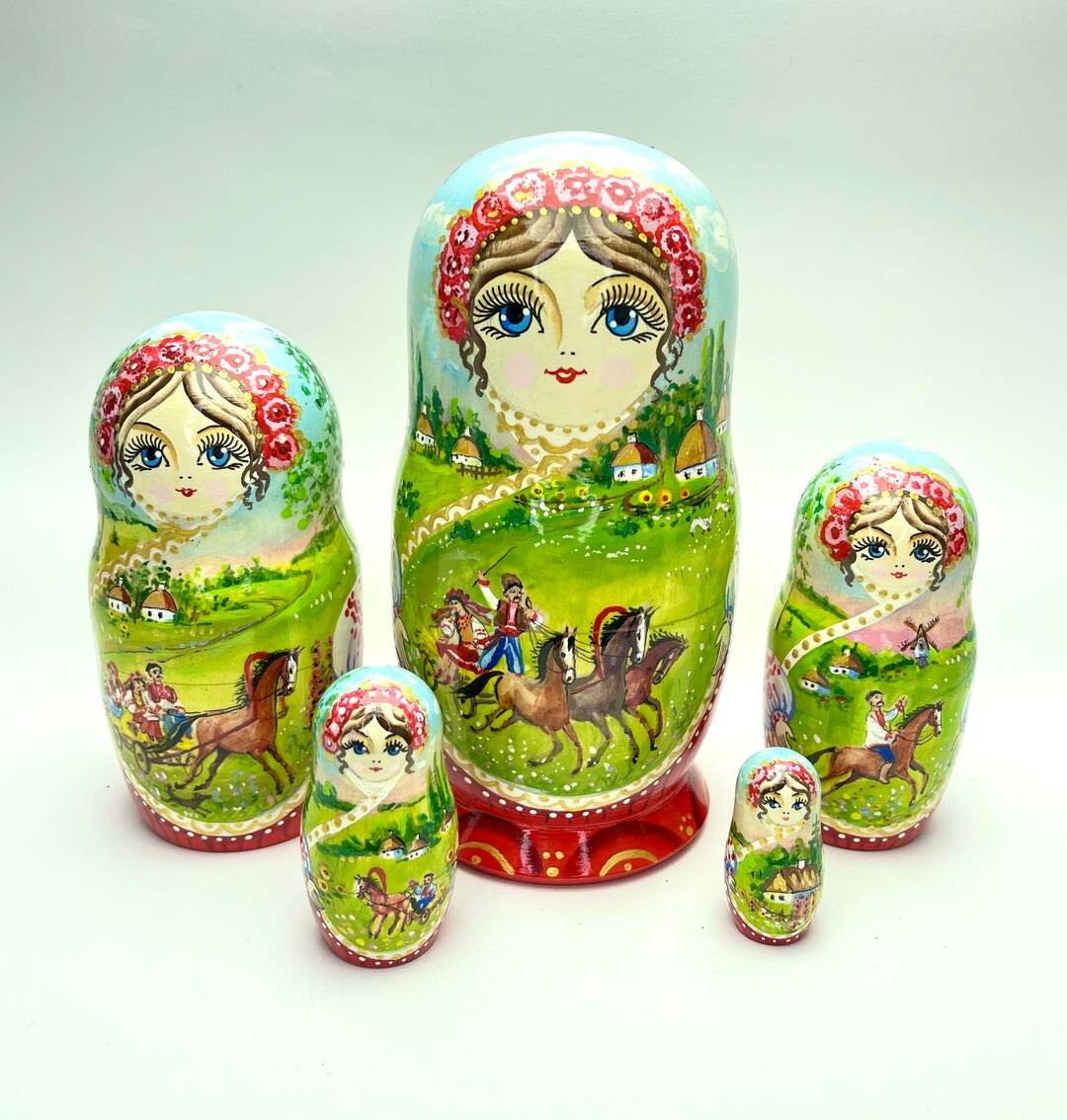 Ukrainian Nesting Doll 5pcs 7 Hand Painted Wooden Matryoshka Etsy