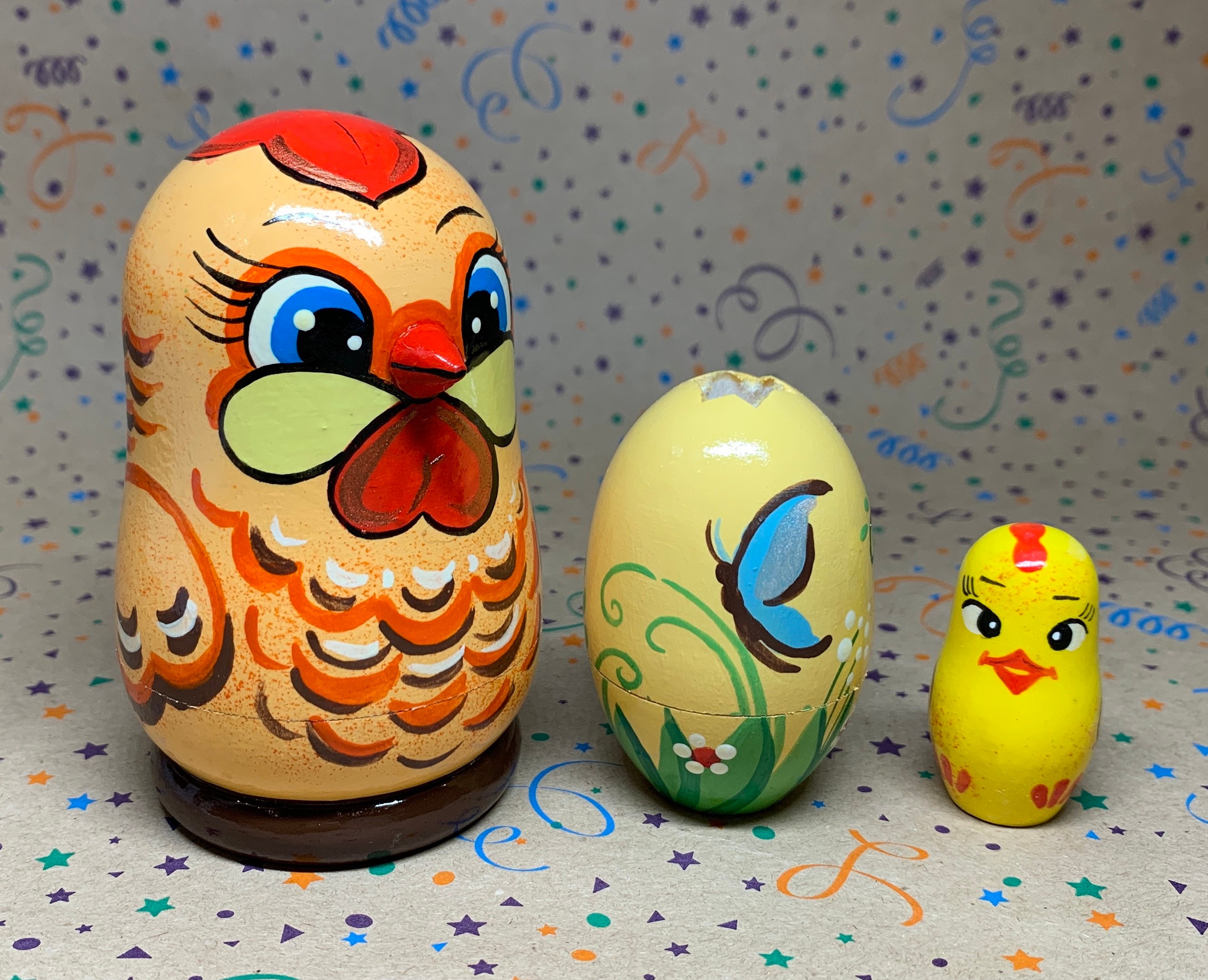 Easter Nesting Doll for Kids Chicken with egg Hand Painted Etsy