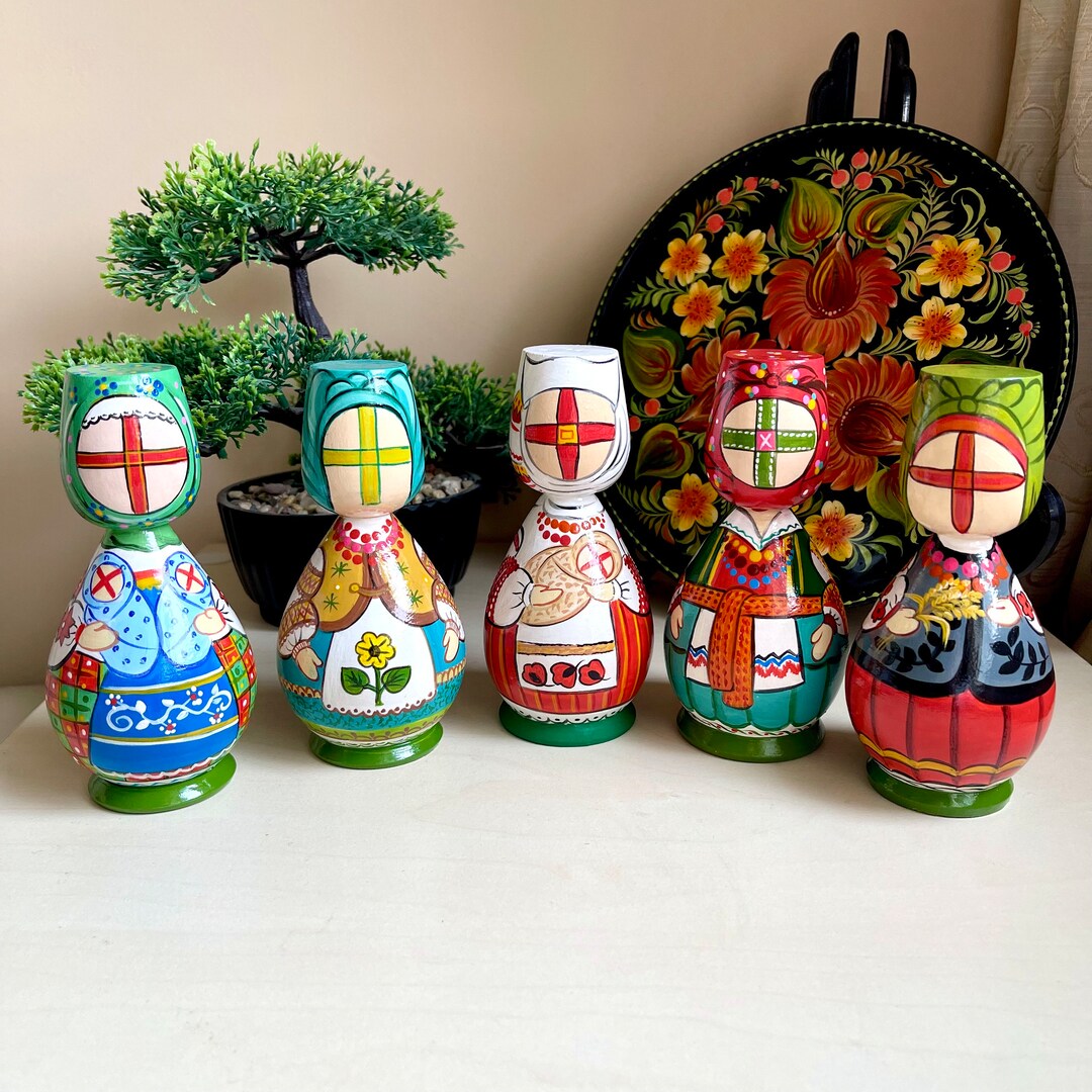 Ukrainian Kokeshi Wooden Art Doll 5 Ethnic National Doll Etsy