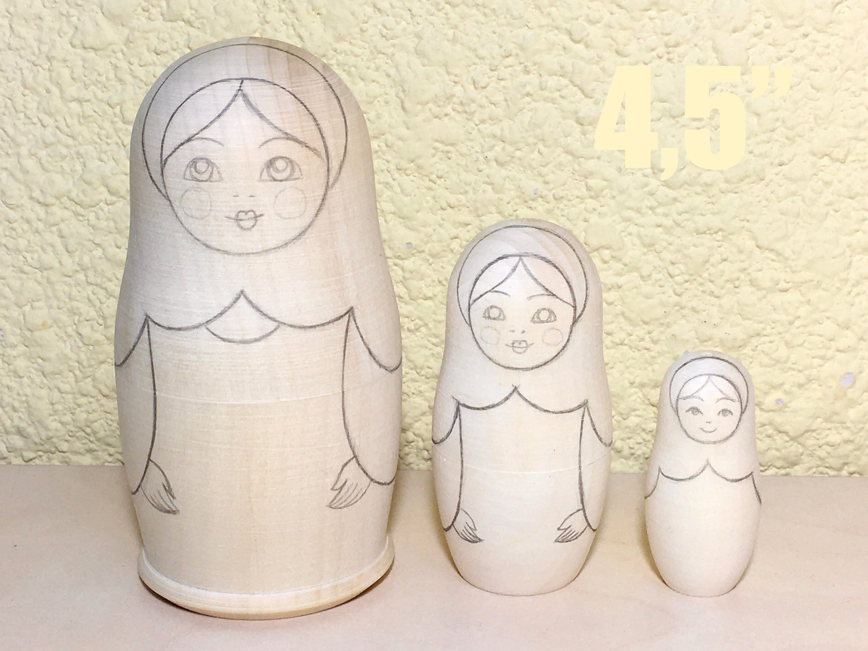 Matryoshka Blank Nesting Doll 4.5 3 Pcs Unpainted Blank Etsy