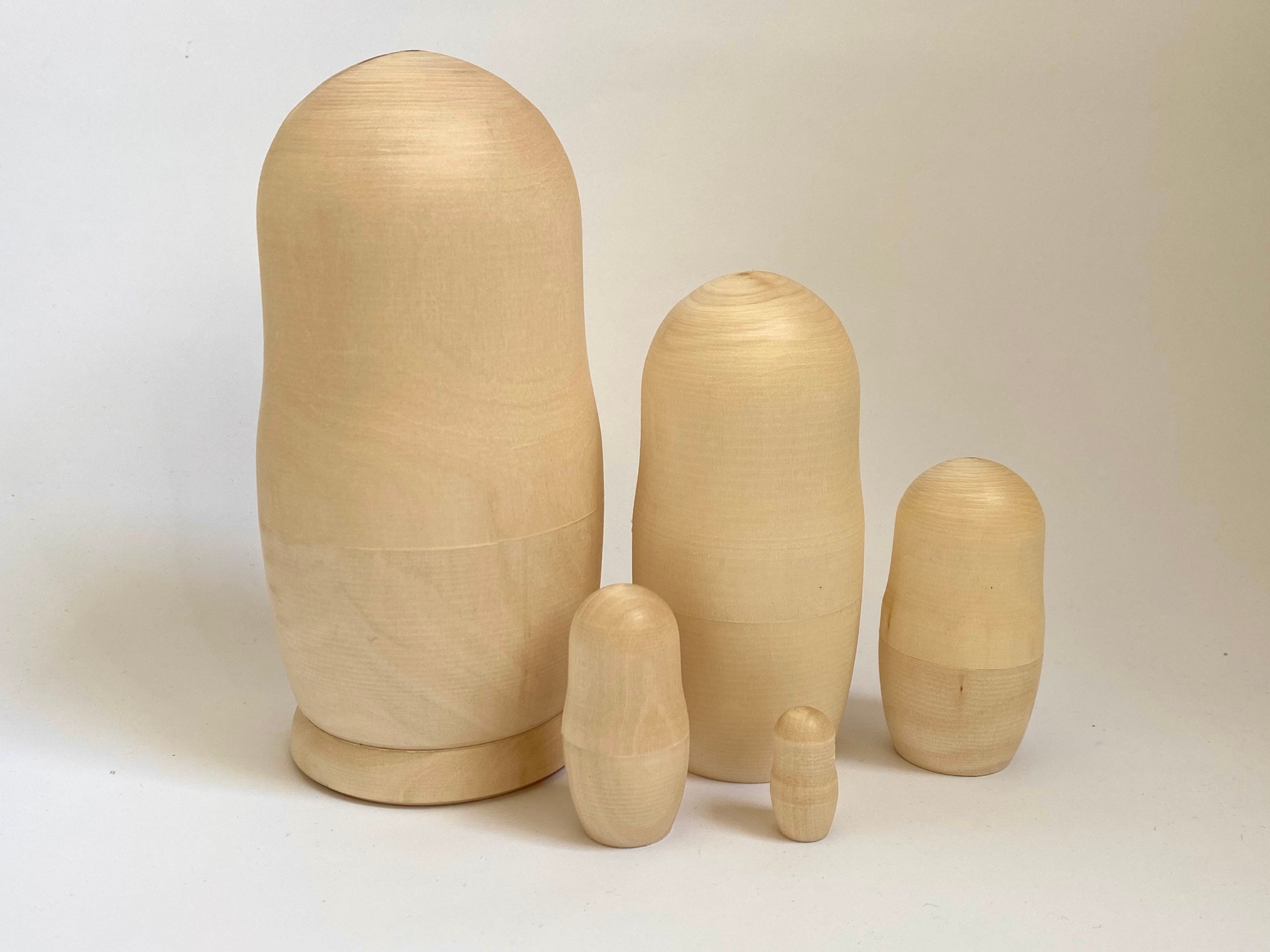 Lot De 5 Poupées Gigognes Non Peintes – En Bois, à Décorer Soi-même, Dimensions De 2,8 à 11,5 Cm