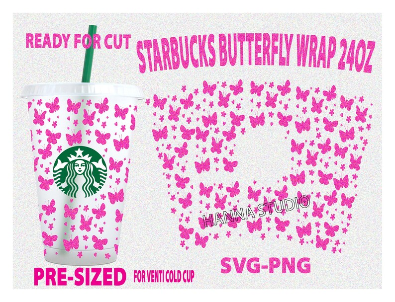 Download Full Wrap Starbucks butterfly Cold Cup SVG DYI Venti Cup ...