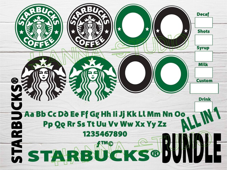 STARBUCKS SVG Starbucks font svg for Cup Tumbler Mug Cold Etsy