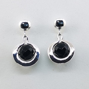 Onyx earrings, 925 silver earrings, onyx, sterling silver, weight 4.3g, length 23mm
