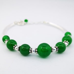 jade bracelet with silver ornnaments, sterling silver, jade, 925 silver, adjustable