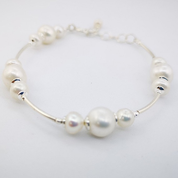 Pearl Bracelet With Silver Embellishments, Sterling Silver