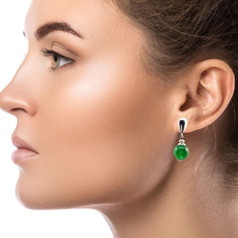Jade Earrings 925 Silver Earrings Sterling Silver Natual Etsy UK