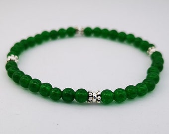 Jadearmband mit Silberornamenten, Sterlingsilber, Jade, Silber 925, verschiedene Schnitzereien