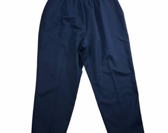 Vintage Briggs navy velour wide leg trouser with elastic waist size M petite