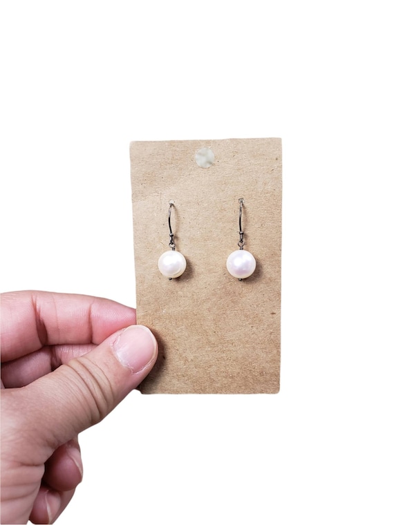 Vintage Pink Toned Pearl Drop Earrings