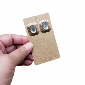 Vintage Gold Toned Square Bling Post Earrings