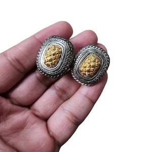 Vintage Premier Designs Silver Gold Toned Clip On Earrings