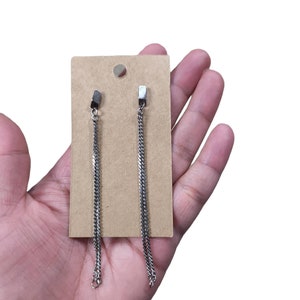 Vintage Silver Toned Long Length Post Earrings