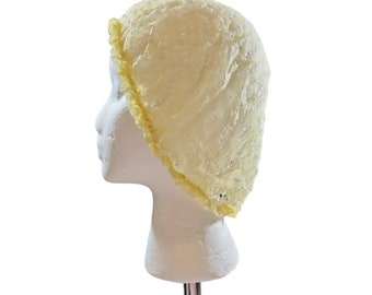 Vintage Light Yellow Lace Hair Cap