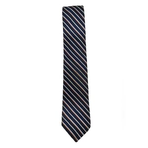 Vintage Navy White Orange Striped Tie Stained