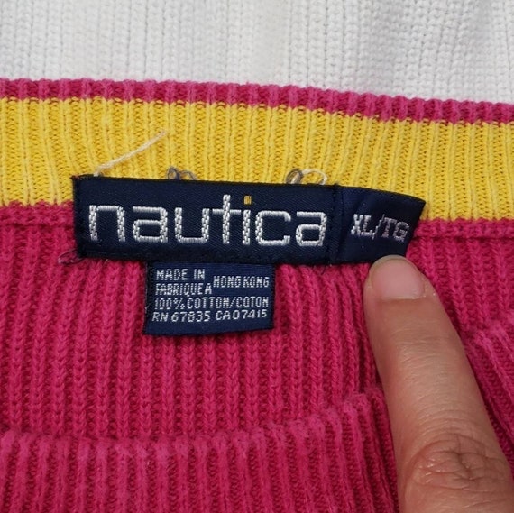Vintage 90s Nautica Striped Colorblock Sweater Si… - image 8